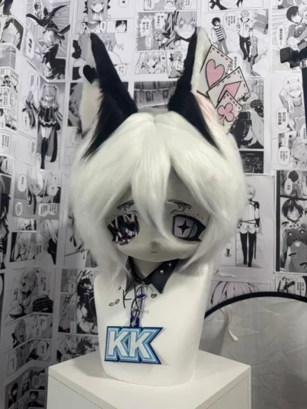 Black One-Eye Kitten Kig Head Fursuit