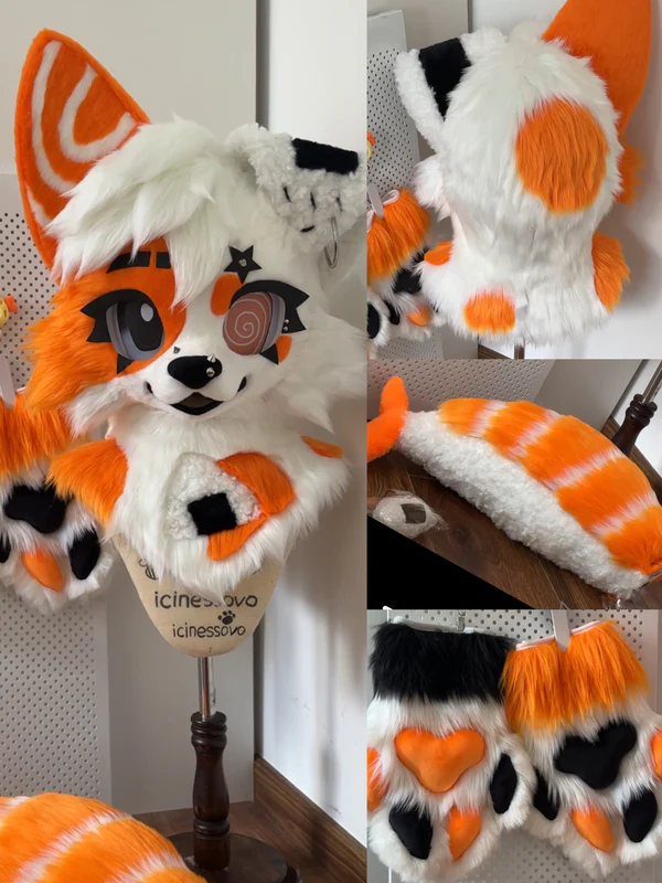 Salmon Onigiri Puppy Kemono Head Fursuit Salmon Onigiri Puppy Kemono Head Fursuit