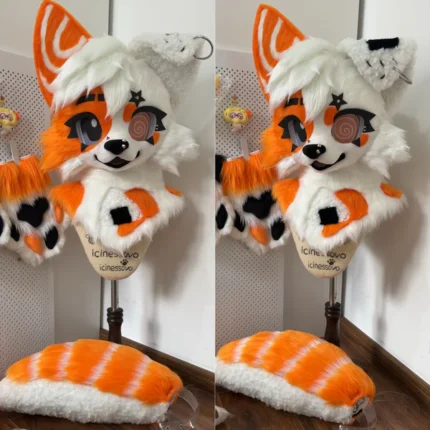 Salmon Onigiri Puppy Kemono Head Fursuit
