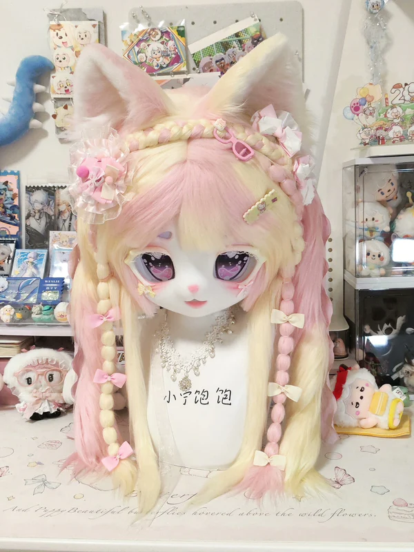 Pink Kitten Kig Head Fursuit Pink Kitten Kig Head Fursuit