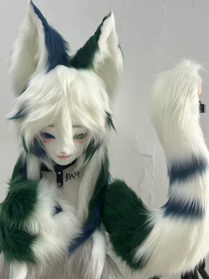 Black Orange Fox Kig Head Fursuit