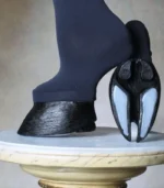 Black furry horseshoe shoes