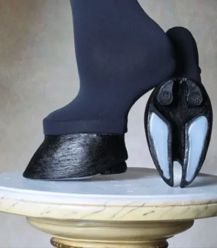 Black furry horseshoe shoes