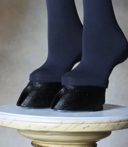 Black furry horseshoe shoes