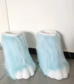 Blue Cute Plush Animal Claw Fingerless Gloves