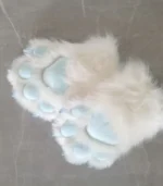 Blue Cute Plush Animal Claw Fingerless Gloves