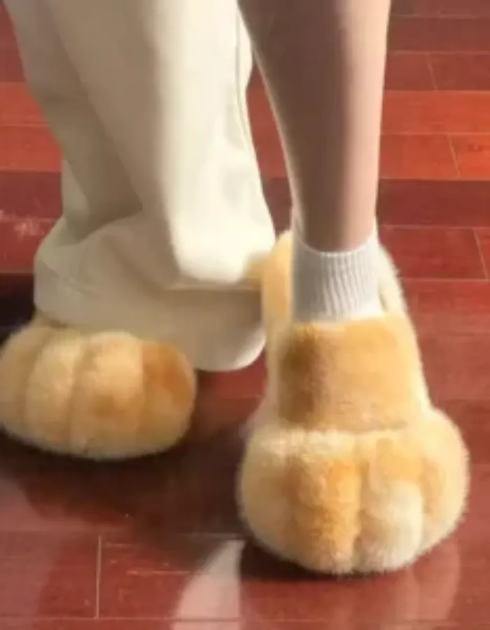 Cat paw shoes winter fleece-lined slippers Cat paw shoes winter fleece-lined slippers