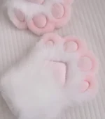 Furry Gloves Animal Feet Cute Pink