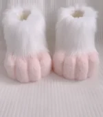Furry Gloves Animal Feet Cute Pink